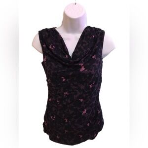 Halogen Black and Pink Floral Tank Top